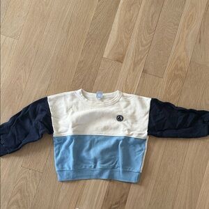 Petit Bateau Tricolor Kids Sweatshirt - Cream, Blue, Black
